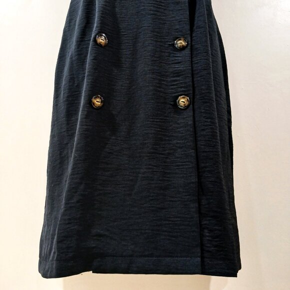 Monteau Los Angeles Black Cross Front Double-Breasted ShortSleeve Button Dress L - Picture 7 of 15
